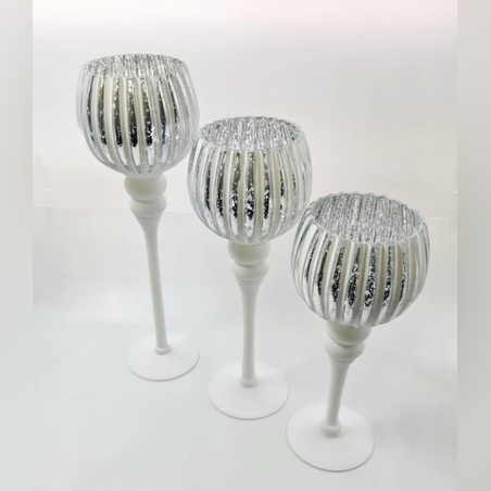 סט מעמדים זכוכית לבנה