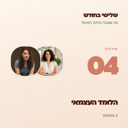 שלישי בחודש: מודולה 04- הלומד העצמאי