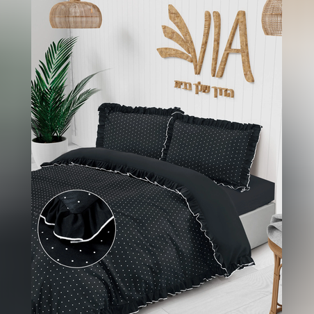 סט מצעים למיטה יחיד בוניטה שחור נקודות 90/200
