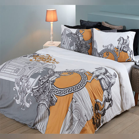 סט מצעים למיטה זוגית 5 חלקים 100% כותנה באריגת סאטן דגם הארלי