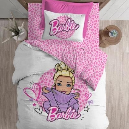 סט מצעים למיטה וחצי ברבי מנומר 120/200