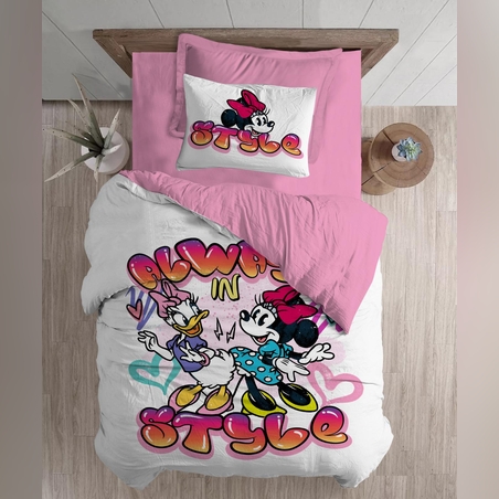 סט מצעים למיטה וחצי מיני מאוס מיני ודייזי בסטייל 120/200