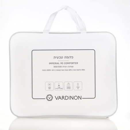 שמיכת פוך פלומה 90% פלומת אווז משולבת ו-10% נוצות אווז קטנות למיטה זוגית VARDINON