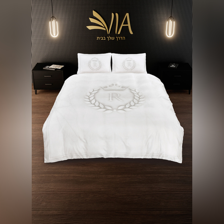 מצעים למיטה זוגית רחבה ליסבון לבן 180/200