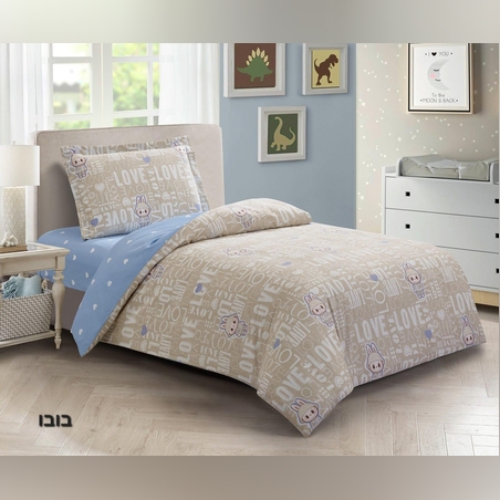 סט מצעים לבובו 100% כותנה למיטה יחיד 90/200