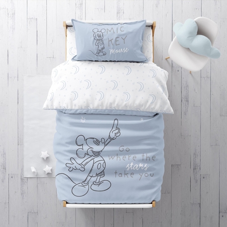 סט מצעים 100% כותנה מיקי מאוס למיטה מעבר /תינוק מיקי סטורי 70/130