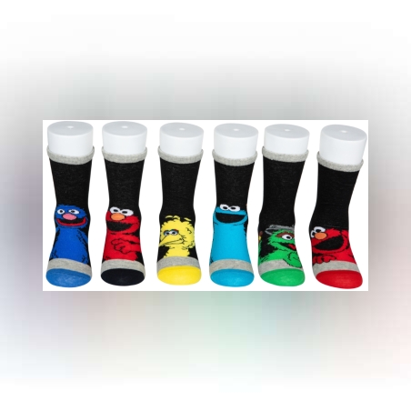 6 זוגות גרבי כותנה מעוצבים לילדים, דגם סומסום מידת one size שמתאימה למידות 24-34