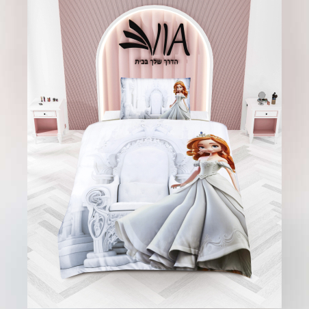 סט מצעים נסיכה בלבן למיטה וחצי 120/200