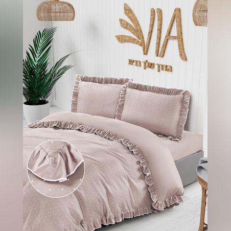 סט מצעים למיטה וחצי בוניטה רוז נקודות 120/200