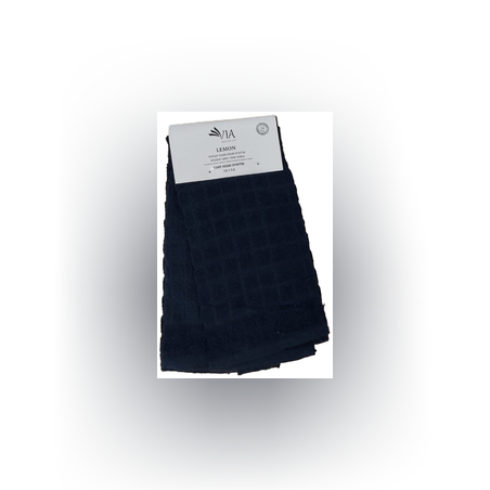 שלישיית מגבות מטבח כחול כהה לימון