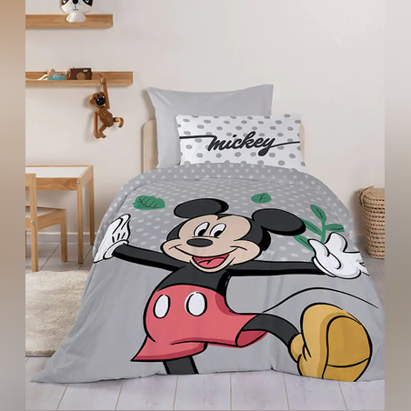 סט מצעים למיטה יחיד מיקי מאוס 100% כותנה דגם מופתע 90/200
