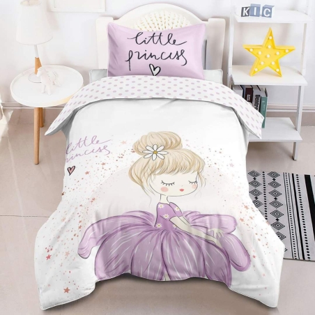 סט מצעים למיטה יחיד נסיכה בסגול 90/200