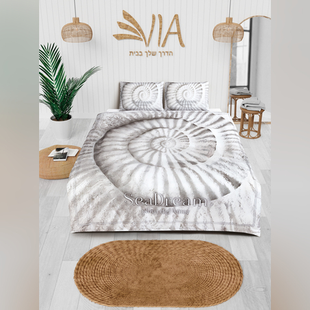 סט מצעים למיטה זוגית חול ים חילזון 160/200