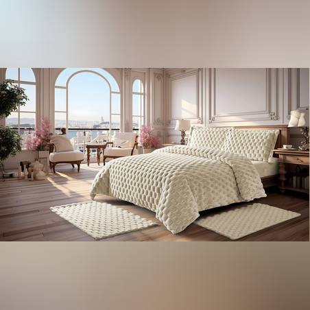 סט מצעים פראג סופט  צבע שמנת למיטה זוגית 160/200