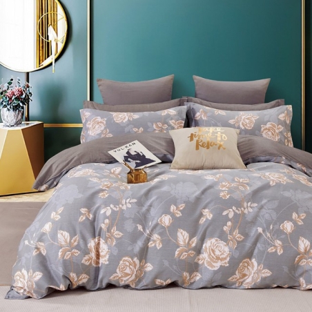 סט מצעים למיטה זוגית 100% כותנה סאטן 200 חוט דגם ליליאן 160/200