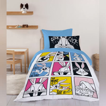 סט מצעים למיטה יחיד לוני טונס דגם קליק 90/200