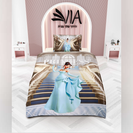 סט מצעים נסיכה תכלת למיטה יחיד 90/200