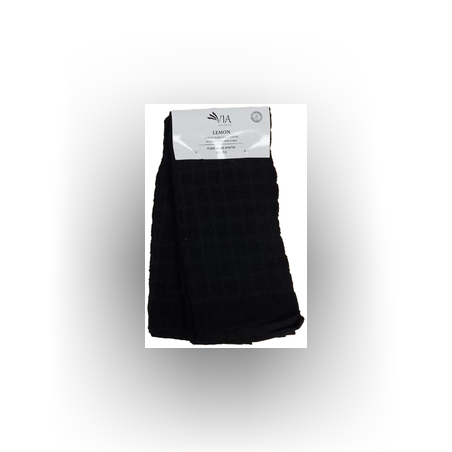 שלישיית מגבות מטבח שחור לימון