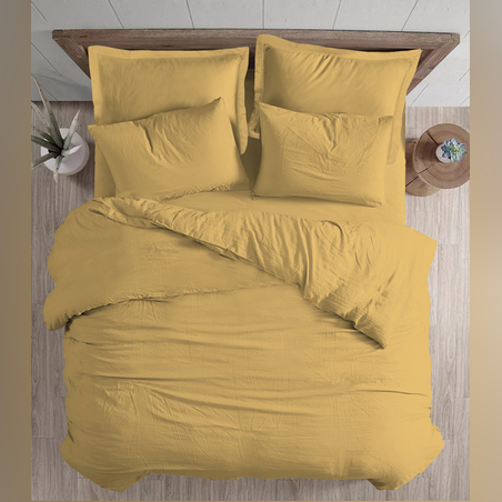 ציפה צבע חרדל למיטה זוגית 200/220