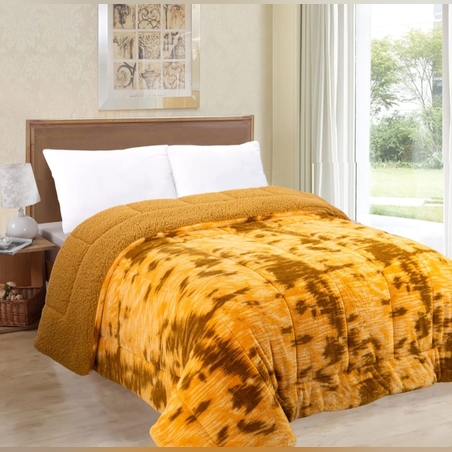 שמיכת חורף זוגית מודפסת במילוי פוך סינטטי דגם מינק דגם דבש 200/220