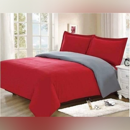 סט מצעים למיטה וחצי אדום אפור דו צדדי 120/200