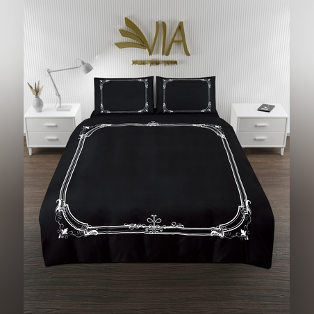 סט מצעים למיטה זוגית שחורן פס לבן זויה 160/200