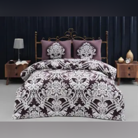 סט מצעים למיטה זוגית רחבה 100% כותנה רויאל סגול חציל 180/200