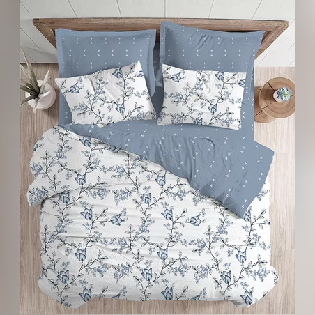 סט מצעים למיטה זוגית 100% כותנה פרקל דגם ויויאן 160/200