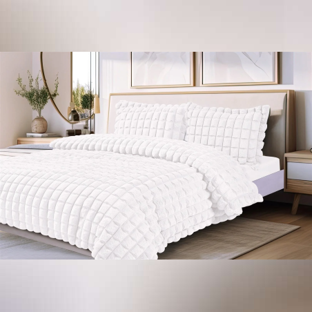 מערכת מצעי חורף עשירה דמוי פרווה ג'קארד למיטה זוגית רחבה- ליסבון סופט180/200