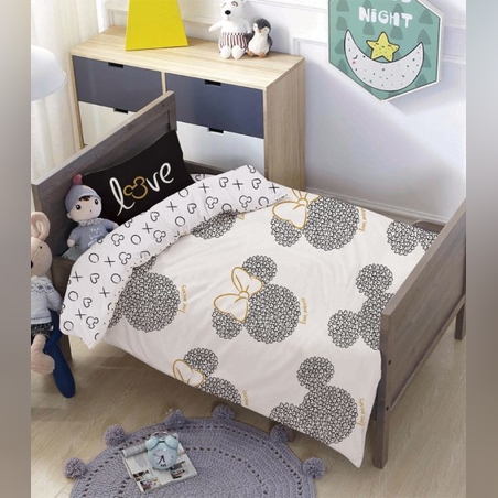 מצעים למיטת מעבר 100% כותנה- דגם LOVE YOU