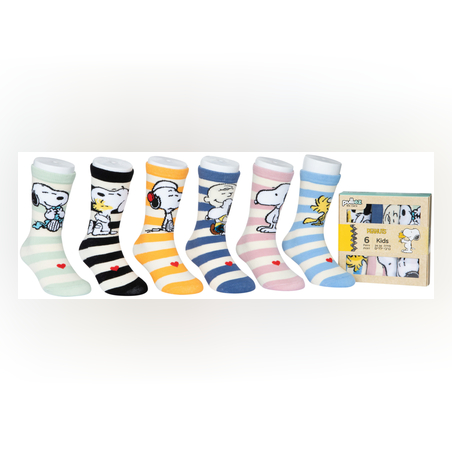 גרבי סנופי כותנה מעוצבים לילדים, 6 זוגות מידת one size שמתאימה למידות 24-34
