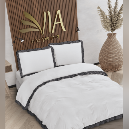 סט מצעים למיטה זוגית שלין אפור 160/200