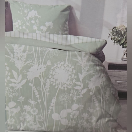 סט מצעים למיטה זוגית 100% כותנה לאה מנטה 160/200 -VARDINON