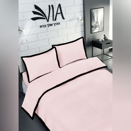 סט מצעים למיטה זוגית רחבה בובו צבע ורוד 180/200
