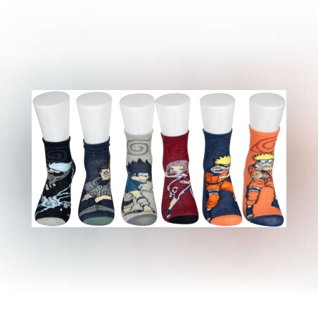 6 זוגות גרבי כותנה מעוצבים לילדים, דגם נאורוטו מידת one size שמתאימה למידות 24-34