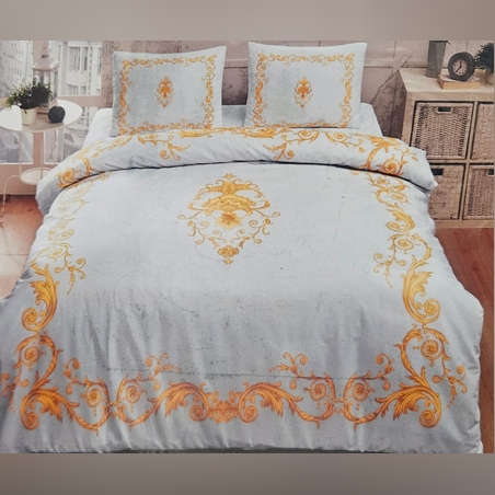 סט מצעים למיטה זוגית רחבה 100% כותנה מונקו זהב 180/200