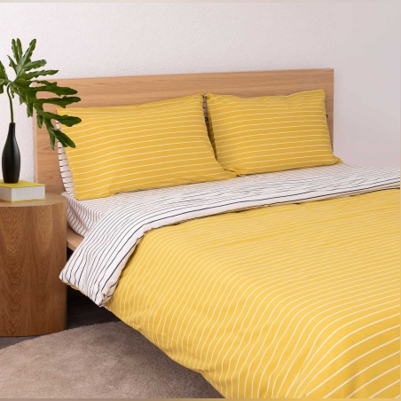 סט מצעים זוגי 100% כותנה GAP צהוב פסים 160/200