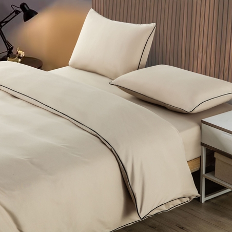 סט מצעים למיטה וחצי מוקה פס שחור 120/200