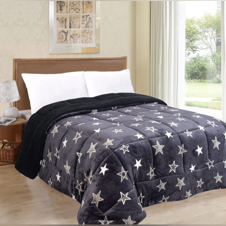 שמיכת חורף מודפסת במילוי פוך סינטטי דגם גרי סטאר 150/200