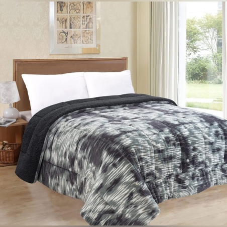 שמיכת חורף מודפסת במילוי פוך סינטטי דגם מיניק גרי 150/200