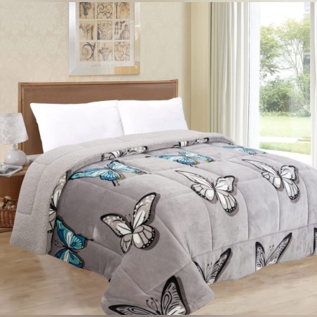 שמיכת חורף מודפסת במילוי פוך סינטטי דגם פרפרים 150/200