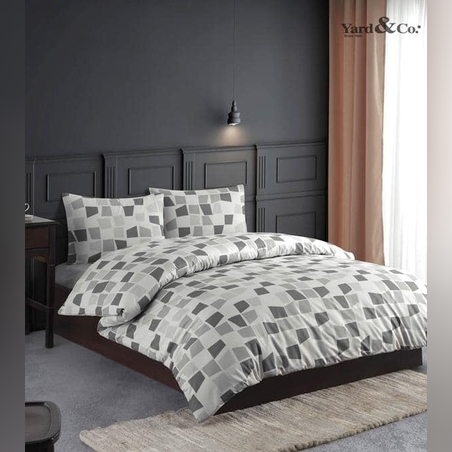 סט מצעים למיטה יחיד 100% כותנה ריבועים 90/200