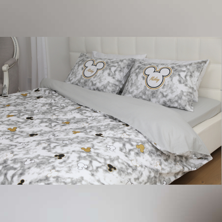 סט מצעים למיטה זוגית מיקי ומיני מאוס Gold Marble