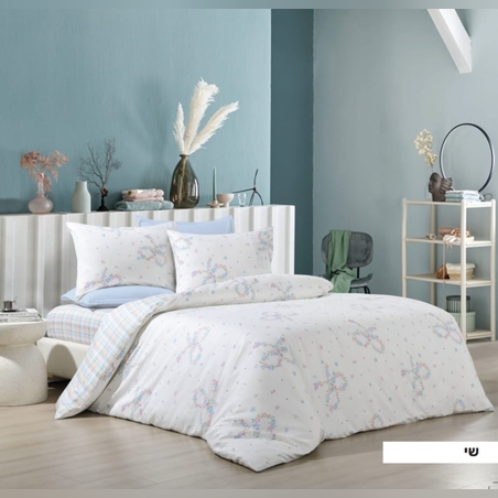 סט מצעים למיטה זוגית רחבה 100% כותנה באריגת סאטן שי 180/200