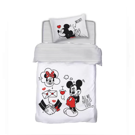 סט מצעים למיטה יחיד מיקי ומיני מאוס דיסני -צריך אהבה 90/200