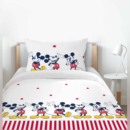 סט מצעים למיטה יחיד מיקי מאוס 100% כותנה- דגם Happy