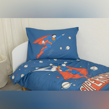 סט מצעים למיטת מעבר 100% כותנה סופרמן 70/140