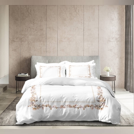 סט מצעים למיטה זוגית 100% כותנה סאטן 200 חוט דגם אפריל 160/200