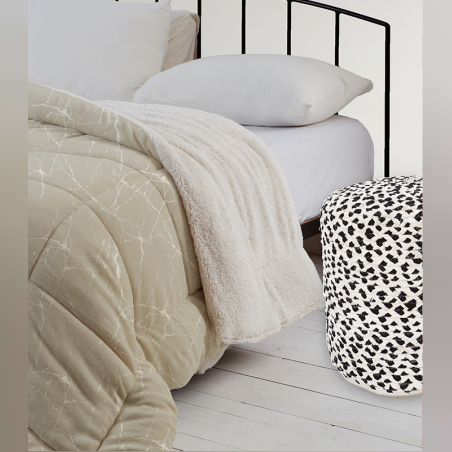 שמיכת חורף מודפסת במילוי פוך סינטטי דגם סלע 150/200