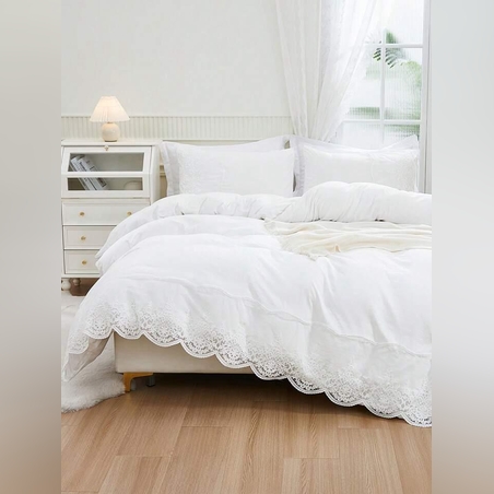 סט מצעים למיטה זוגית בית מלון מלמלה לבן 160/200